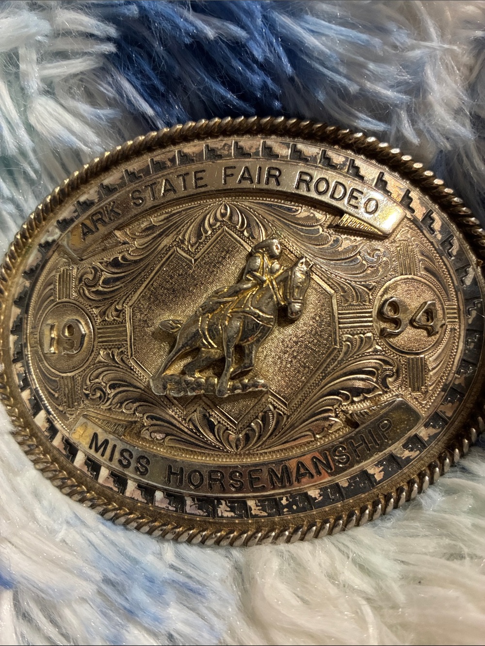 Silver plated western belt buckle